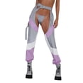 thumbnail image 2 of Pantalones de mujer con corte sexy y patchwork/pantalones sueltos con botones de colores sólidos para uso en discotecas, 2 of 5