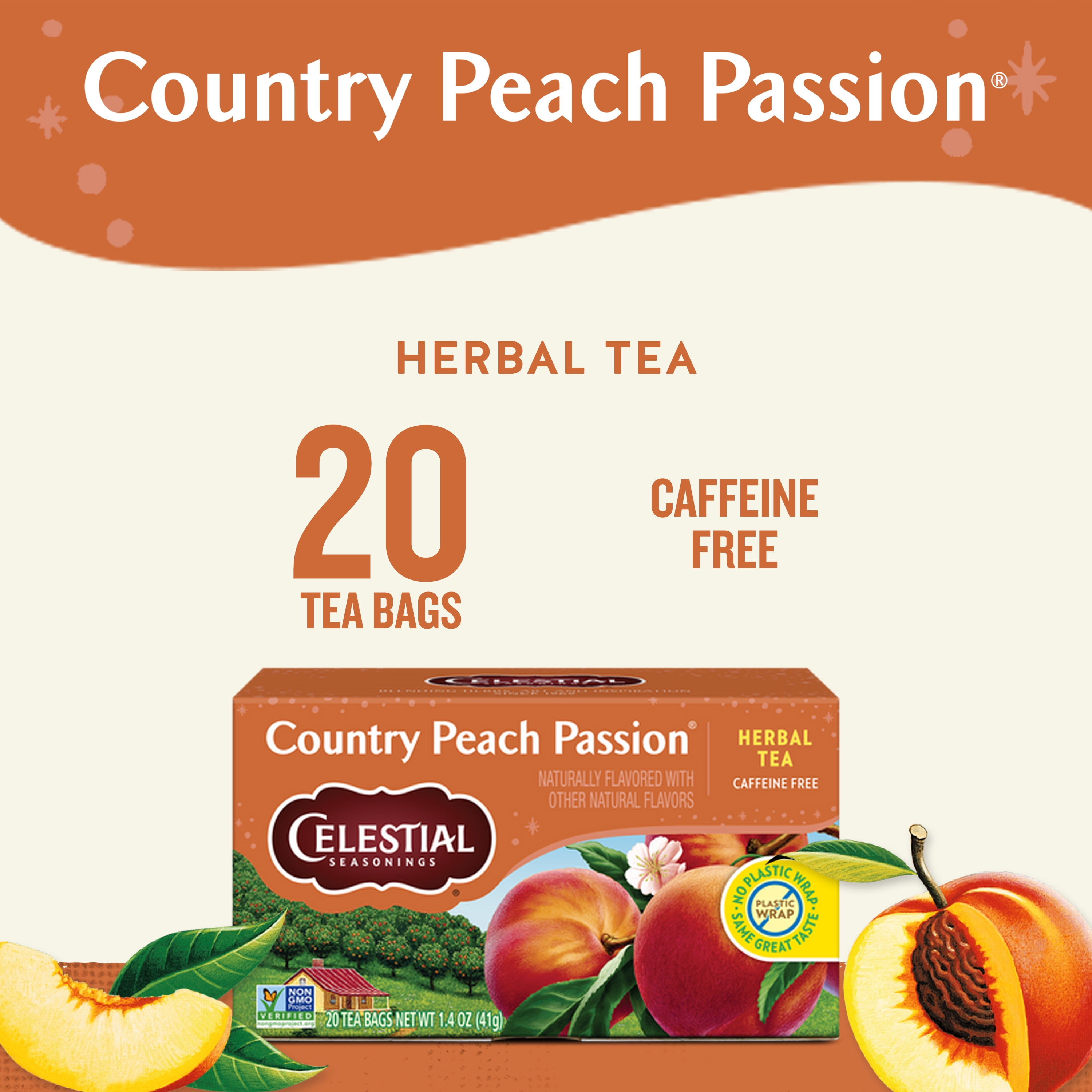 Celestial Seasonings, Herbal Tea, 20 ct, Peach Passion - Walmart.com