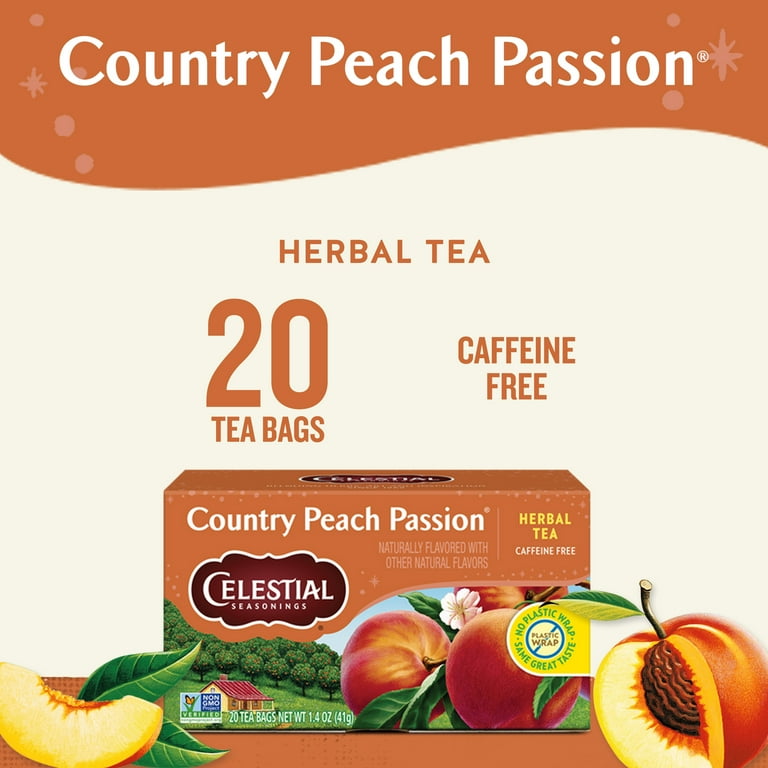 Celestial Seasonings, Herbal Tea, 20 ct, Peach Passion - Walmart.com