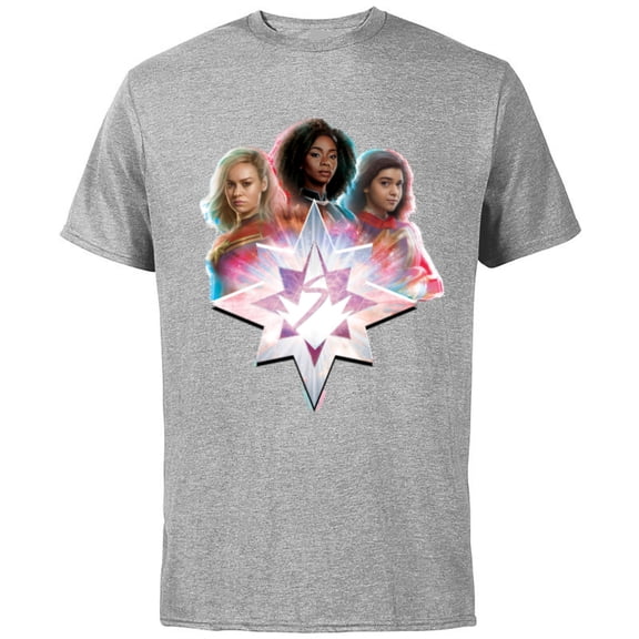 Marvel Studios The Marvels Carol Monica Kamala Power Icon - Short Sleeve Cotton T-Shirt for Adults - Customized-Athletic Heather