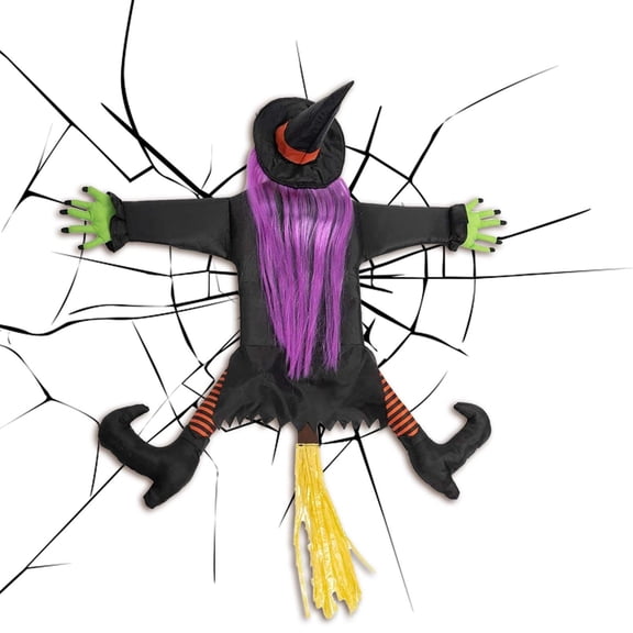 Bump The Witch Into The Tree For Halloween Decorations Crashed Witch Hanging Witch Props For Outdoor Halloween Tree Porch Party Supplies Hangs 33.46X33.46"