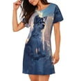 thumbnail image 2 of Easygdp Cloud Wolf Camisón de manga corta para mujer, informal, estampado, 2 of 6