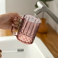 thumbnail image 4 of Striped Mouthwash Cup, Transparent Plastic Cups, Toothbrush Holder, Durable and Stylish, Household Bathroom Decor, for Couples and Families, Oral Hygiene Tool, Wash Cup Alternative|mouthwash Containe, 4 of 8