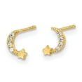 thumbnail image 3 of Auriga Fine Jewelry 14K Yellow Gold Moon Star CZ Stud Earrings for Women (L- 6.6mm, W-4.2mm), 3 of 5