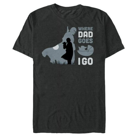Star Wars The Mandalorian and Grogu Where Dad Goes I Go - Short Sleeve Blended T-Shirt for Adults - Customized-Dark Heather