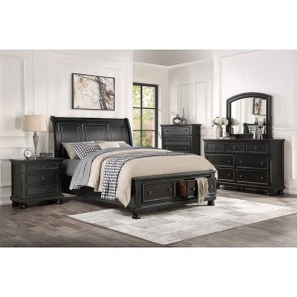 Queen Sleigh Platform Bed with Footboard Storage