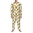 thumbnail image 3 of Fotbe Gold Dots and Leaves Pattern Long Sleeve Pajama Set for Men,Sleepwear Set,2-piece Loungewear Set,Soft PJs Comfy Nightwear with Pockets-XX-Large, 3 of 7