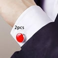 thumbnail image 3 of Segolike 4x Simple Men Cufflinks Formal Shirts Decor, Party Wedding Clothes Decoration Suit Formal Event Fashion Round Polished Button Covers Red and Violet, 3 of 8