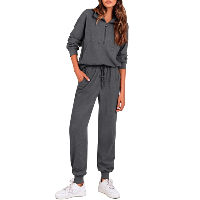 Conjunto Deportivo PRETTYGARDEN para Mujer 2 Piezas con Cremallera XXL