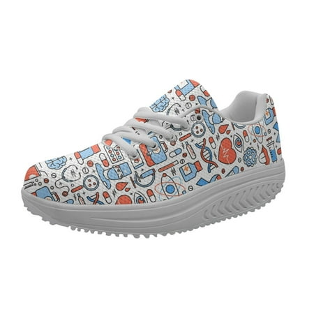 

New Fashion Women Flats Cartoon Dentisit Nurse Pattern Casual Shoes Breathable Mesh Female Sneakers Work Comfort Tenis Masculino