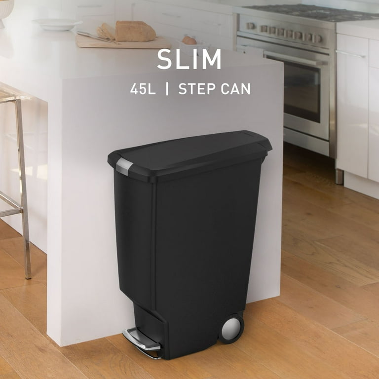 simplehuman Kitchen Trash Can, 10.6 Gallon Plastic Step Bin with