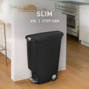 simplehuman Kitchen Trash Can, 10.6 Gallon Plastic Step Garbage Bin with Secure Slide Lock Lid, Black