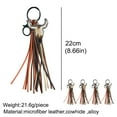 thumbnail image 2 of Western Leather Cow Head Keychain Tassel Style Animal Print Key Ring for Men Women Unique Idea, 2 of 5