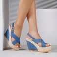 thumbnail image 2 of Lovskoo 2024 Women's Wedge Sandals Open Toe Summer Casual Dressy Ankle Strap Platform Sandals Blue, 2 of 9