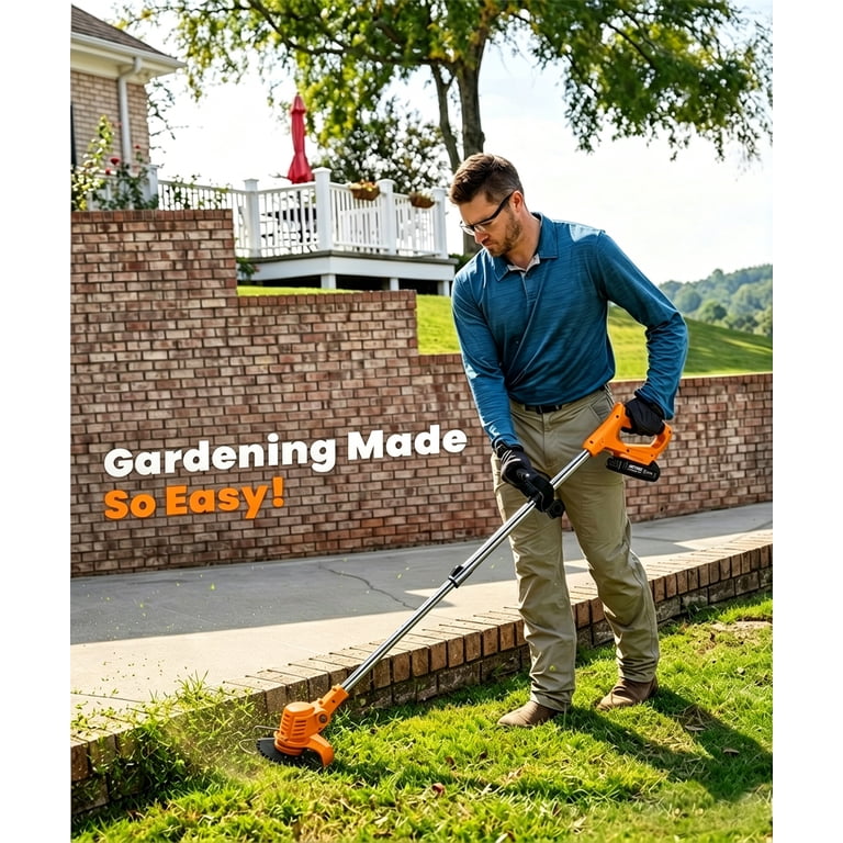 HOTREE 12-Inch 21V Cordless String Trimmer & Lawn Edger, 3-in-1
