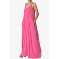 thumbnail image 3 of TheMogan Women's Casual V-Neck Draped Jersey Cami Long Maxi Dress W Pocket Summer Beach Fuchsia 1X, 3 of 6