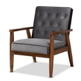 thumbnail image 1 of Baxton Studio Sorrento Fauteuil Lounge en Bois Rembourré en Velours Gris, 1 of 9