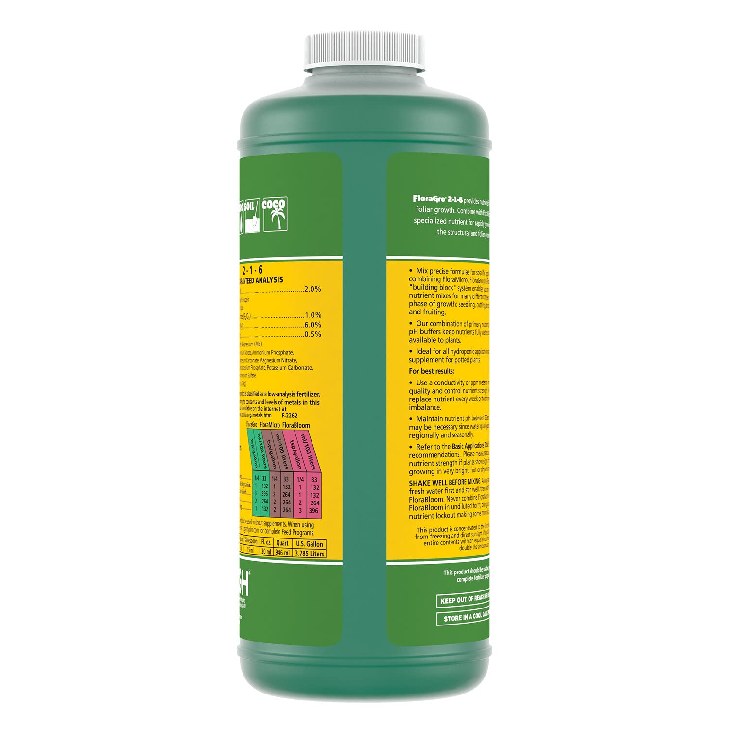 General Hydroponics GLCMBX0009 Calimagic & Flora Gro, Micro & Bloom Combo, 1 Quart Fertilizer