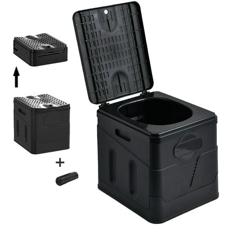 Portable Toilet for Camping，Camping Potty for Home/Camping/Boat/Hiking/Long Trips/Beach Use（Black）