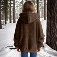 thumbnail image 5 of Nokdvo Womens 2025 Winter Fuzzy Fleece Jacket Plus Size Zip Up Hooded Cardigan Coats Solid Color Faux Fur Sweater Outerwear with Pockets,Brown XL, 5 of 5
