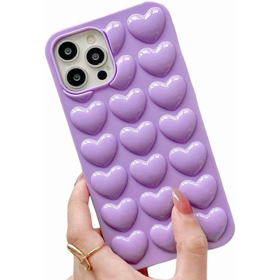 Compatible with iPhone Case,Cute Electro Plated 3D Heart Glossy Full Body Protection Soft Shockproof Cover Phone Case (Pink,iPhone 12 Pro Max)