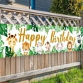 thumbnail image 2 of Jungle Animals Theme Safari Happy Birthday Banner Party Outdoor Decorations Baby Favor Banners Background Kids Monkey Giraffe, 2 of 4