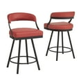 thumbnail image 2 of Weston Home Jala Black Finish Metal Vegan Leather Swivel Counter Height Chair, Set of 2, Red, 2 of 9