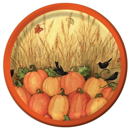 Fall Friends Scarecrow Pumpkin Thanksgiving Holiday Party 7" Dessert Plates