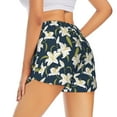 thumbnail image 3 of Goofa Lilies Flowers Printed Women 2 in 1 Running Shorts,Quick Dry Athletic Workout Shorts,High Waisted Athletic Shorts with Liner Pockets-Small, 3 of 9