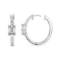 thumbnail image 3 of Diamond Hoop Earring | 2 Carat IGI Certified Emerald Shape Lab Grown Diamond Hoop | 14K in White Gold | Moonlight Glow Elongated Hoop Lab Diamond Earrings | FG-VS1-VS2 Quality | Friendly Diamonds, 3 of 5
