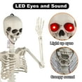 thumbnail image 2 of 3ft Skeleton Life Size Halloween Decor, Large Posable Skeletons with Glowing Eyes, Indoor Outdoor Halloween Graveyard Porch Patio Decorations Haunted House Prop, 2 of 6