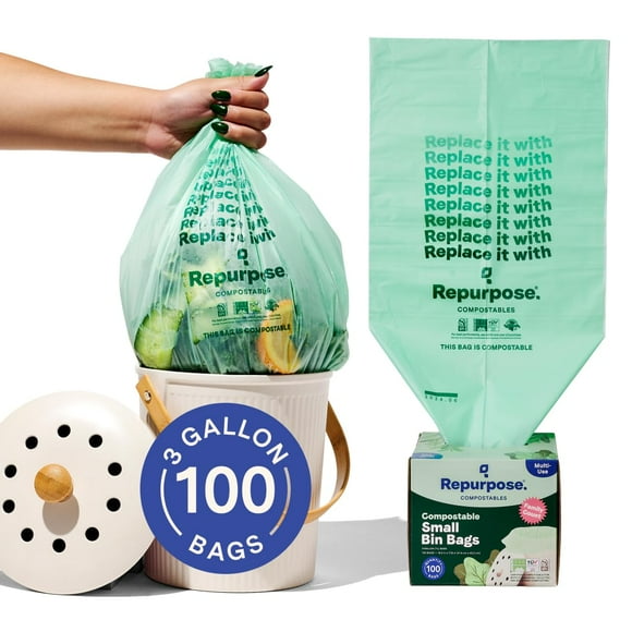 Bolsas de basura reutilizables, compostables, 11.4 litros, 3 galones, 100 bolsas