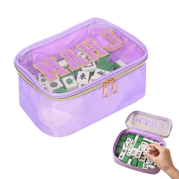 Empty Mahjong Tiles Bag with Zipper, Stylish Storage Bag Waterproof and Multipurpose Case for Mahjong Tiles Accessories and Present(Case Only)