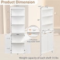 thumbnail image 3 of Costway 68" Tall Corner Cabinet with Fluted Doors, Modern Bathroom Floor Storage Cabinet White, 3 of 10