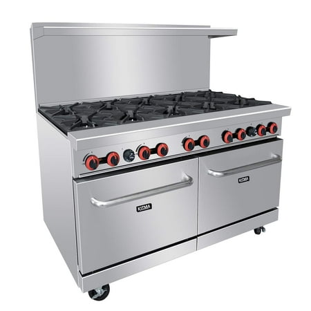 Commercial 10 Burner 60" Range with 2 Standard Ovens - Heavy Duty Liquid Propane Cooking Performance Group for Kitchen Restaurant-284,000BTU