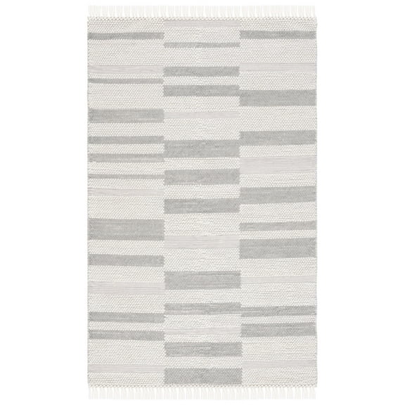 SAFAVIEH Natura Qendro Striped Area Rug, Ivory/Grey, 6' x 9'