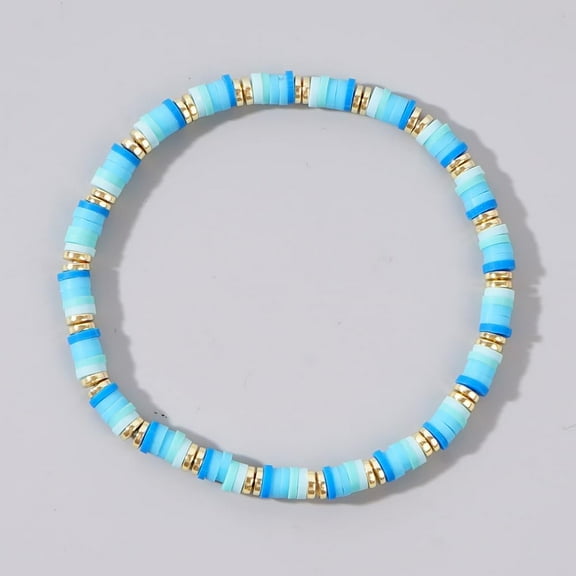 Gradient Handmade Handmade Polymer Clay Heishi Beads Stretch Bracelets Sky Blue Summer Beach Jewelry for Women diy