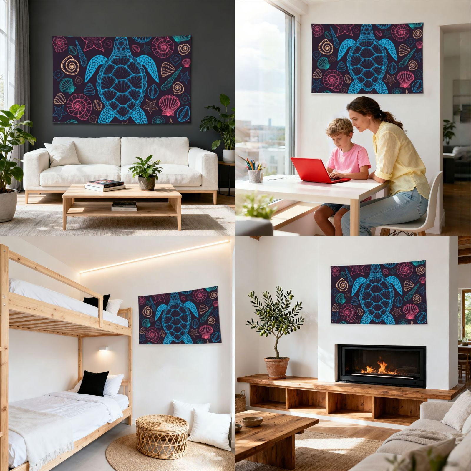 Sea Turtle Shells Starfish Four Hole Decorated Banner Flag for Garden Yard Home Decoration Indoor Outdoor 4x6 Ft
