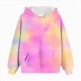 thumbnail image 5 of Towmus Cute Hoodies for Teen Girls Tie-Dye Hooded Thickened Warm Sweatshirts Pullover Blouse Tops Out With Pockets 1-14 Years, 5 of 5