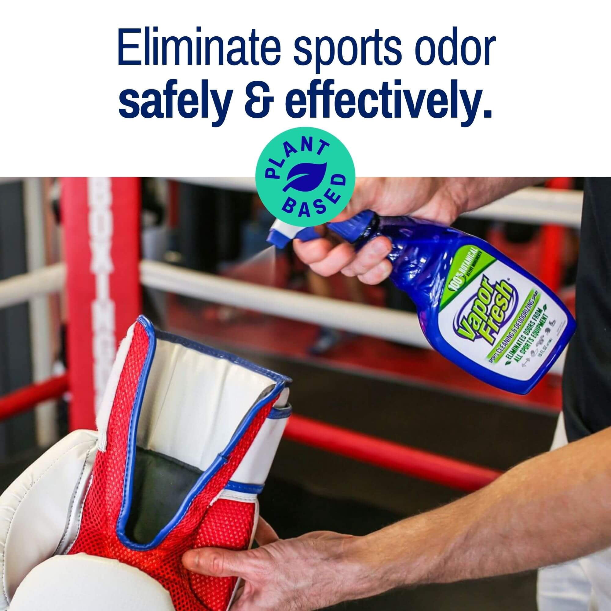 Vapor Fresh Sports Cleaner and Deodorizer - Odor Eliminator for Boxing Gloves, Sports Pads, Helmets, Gym Bags, Gym Equipment and More - Naturally Powered by Plants, 16 fl oz (1-Pack)