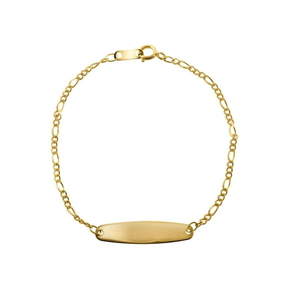 Finecraft Girl's Oval Figaro Id Link Bracelet in 14kt Yellow Gold, 6"