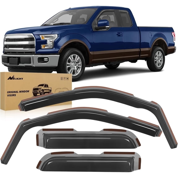 Nilight in Channel Rain Guards for Ford F150 2004 2005 2006 2007 2008 2009 2010 2011 2012 2013 2014 Super Cab Original Window Deflectors,Vent Window Visors-4PCS