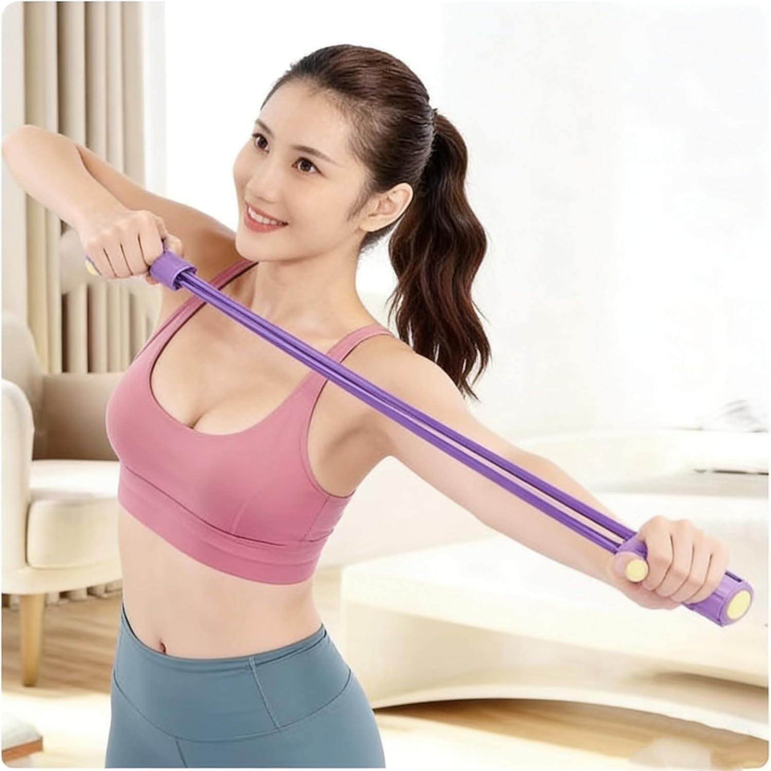8-Tube Resistance Bands Set with Adjustable Pedals - Detachable Full Body Workout Equipment for Home, Arm, Leg, Glute & Stretching Exercise(XX)