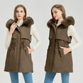 thumbnail image 5 of Parkas Jackets for Women Thicken Warm Faux-fur Tirm Hooded Long Parka Coat with Pockets Winter Puffer Outerwear (L, Coffee 01), 5 of 6