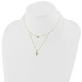 thumbnail image 4 of Primal Gold 14 Karat Yellow Gold 2-Strand Diamond-cut Cross and Heart with 2-inch Extension Necklace, 4 of 5