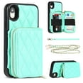 thumbnail image 1 of iPhone XR Wallet Case and Cover, Allytech Zipper Case with Card Holder Slot Crossbody Chain Strap Handbag Purse Wrist Strap Shockproof PU Leather Case for iPhone Xr 6.1", Green, 1 of 6