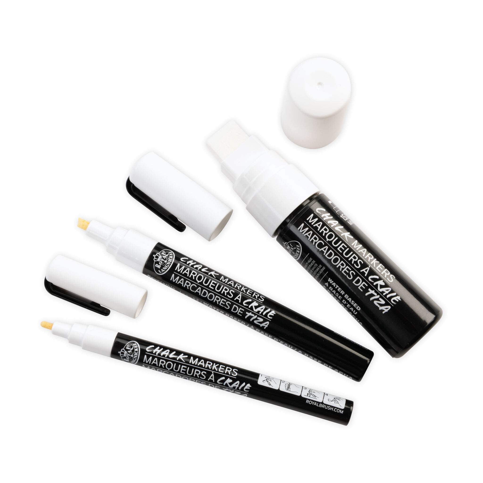 Royal & Langnickel Chalk Markers , Variable Tip Sizes, White, 3 Pack