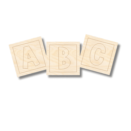 Unfinished Wood Etched ABC Blocks Shape | Paint By Line Crafts 7" / 1/8"