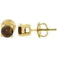 thumbnail image 3 of 10K Yellow Gold Solitaire Champagne Brown Diamond 4.9mm Round Stud Earrings 1 Ct, 3 of 5