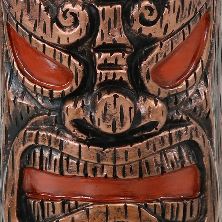 Sunnydaze Tiki Face Tropical Red Resin 3-in-1 Outdoor Torch Set